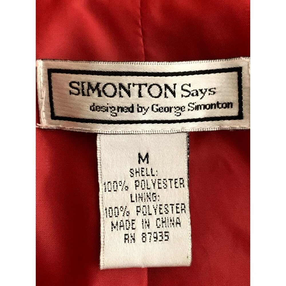 George Simonton Womens Red Textured Jacket Collared Front Pockets Medium - Picture 6 of 13